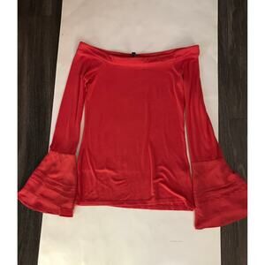 White House Black Market WHBM Orange Long Sleeve Bell Top  XS Boho Festival Y2K